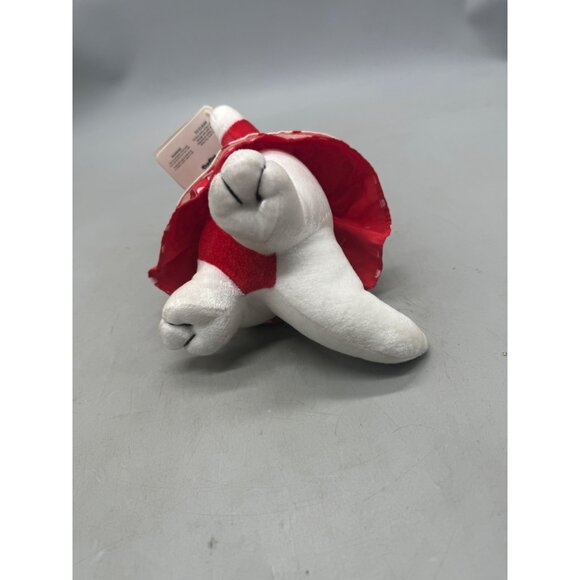 Soft Expressions Valentines White Plush Dinosaur Toy Red Heart Dress & Bow READ - Picture 8 of 9